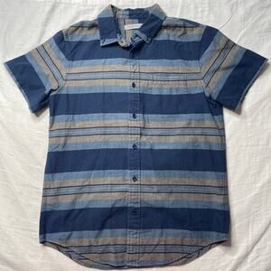 Outerknown Essential Button Up Short Sleeve Shirt Striped Small Organic Cotton